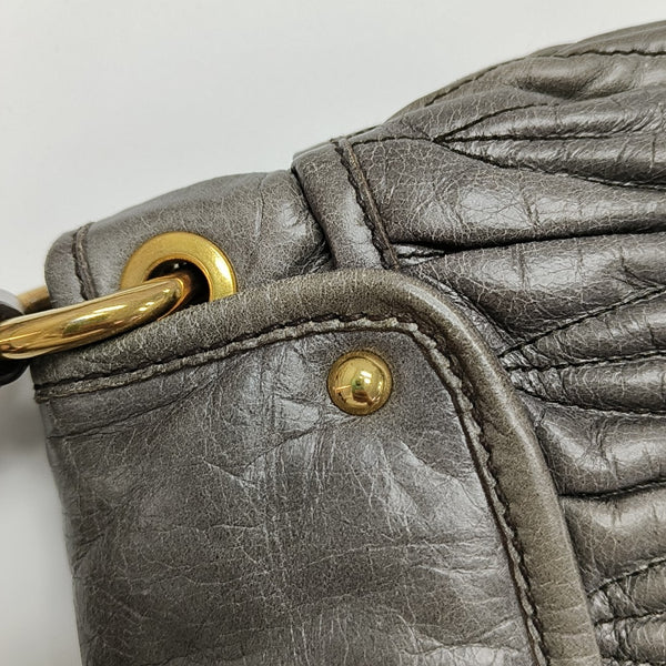 Miu Coffer Quilted Lambskin Gray