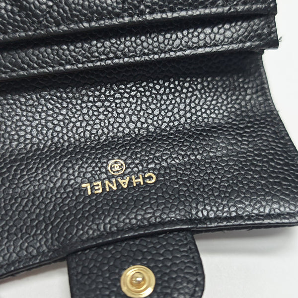 CLASSIC FLAP Quilted Grained Calfskin Black Wallet