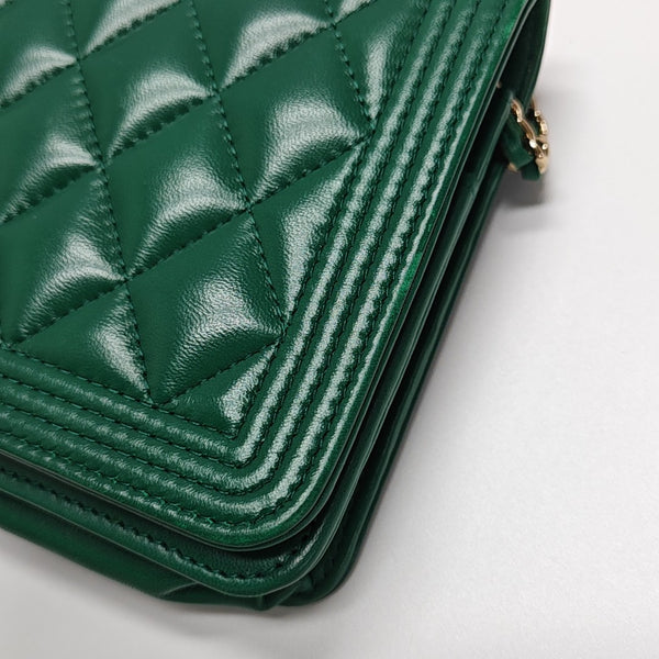 BOY CHANEL WOC Quilted Lambskin Green