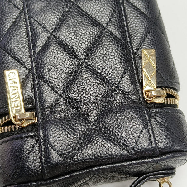 VANITY CASE Mini Quilted Grained Calfskin Black