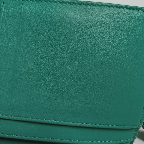 Quilted Patent Leather Wallet Green