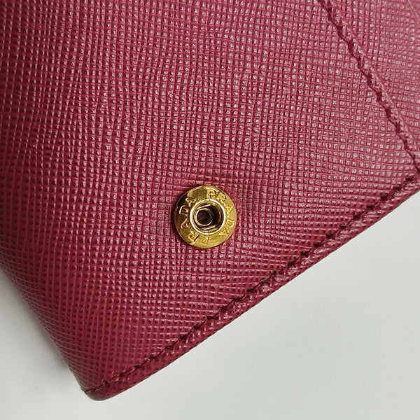Fold Wallet Saffiano Calfskin Red Wallet