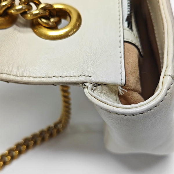 GG Marmont Medium Quilted Calfskin White