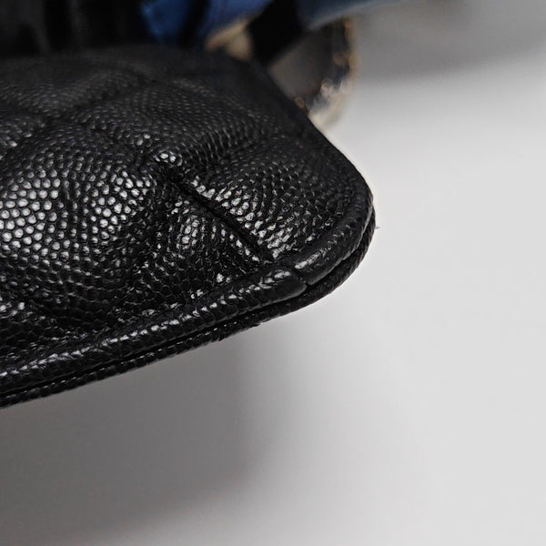 Quilted Grained Calfskin Shoulder Bag Black