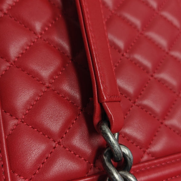 BOY CHANEL Large Quilted Calfskin Red