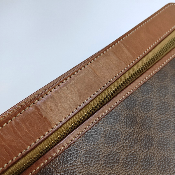 Authenticated pre-owned MACADAM CLUTCHES Coated Canvas Brown - Clutch at Looply