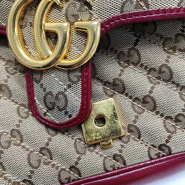 GG Marmont Small Quilted Canvas Brown