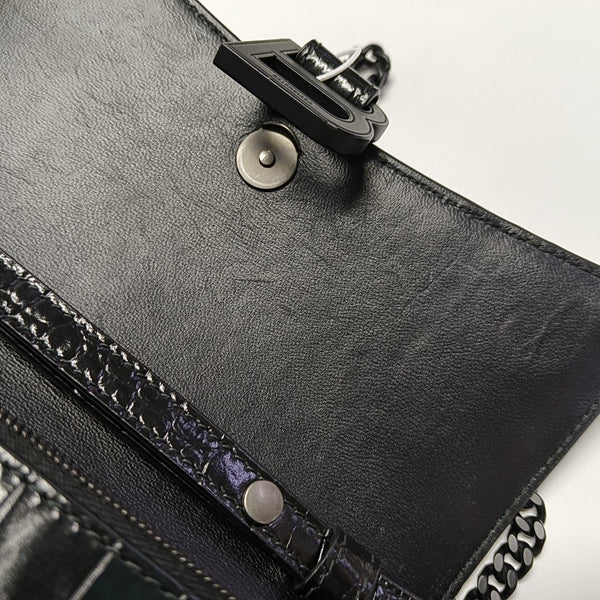Hourglass Wallet On Chain Mini Calfskin Black