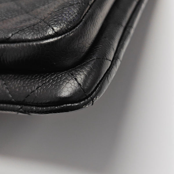 Quilted Grained Calfskin Clutch Black
