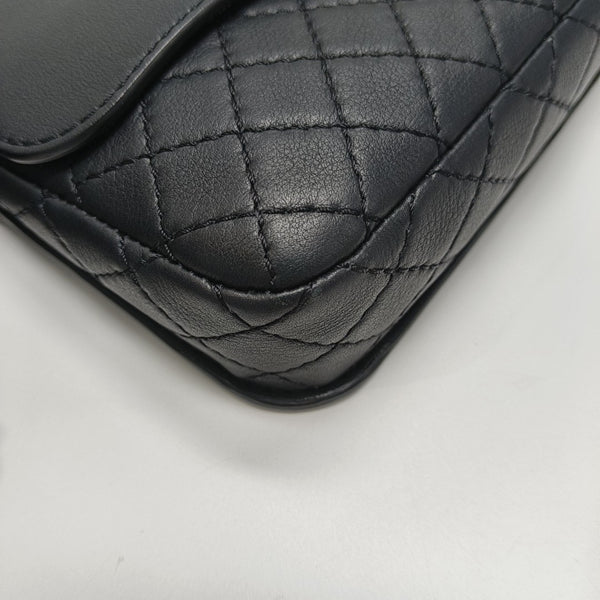 Quilted Leather Belt Bag Black