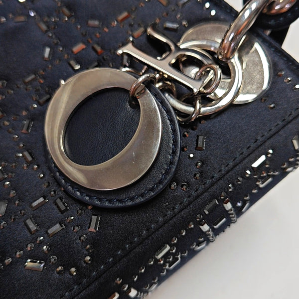 Lady Dior Mini Satén de Seda Azul