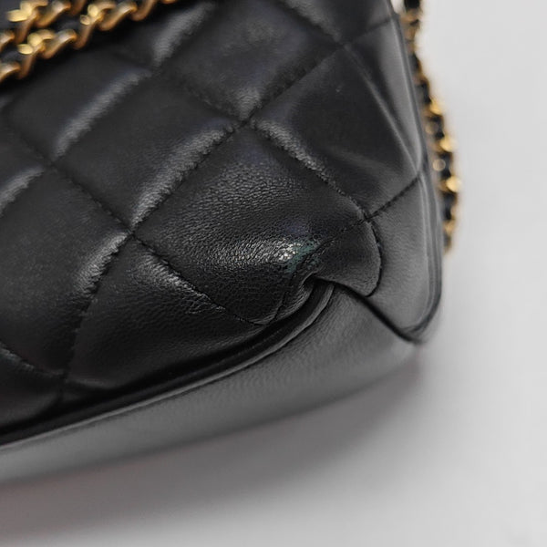 Quilted Lambskin Shoulder Bag Black
