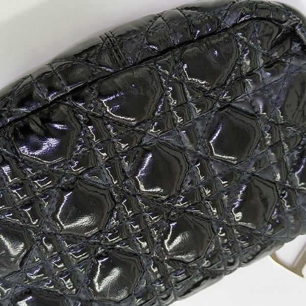 Cannage Patent Leather Shoulder Bag Black