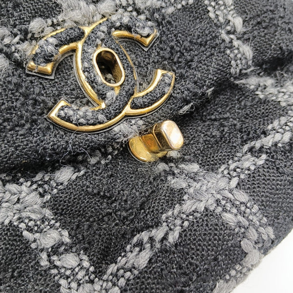 CHANEL 19 Small Quilted Wool Black