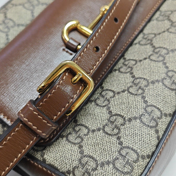 Horsebit 1955 Small Coated Canvas Beige