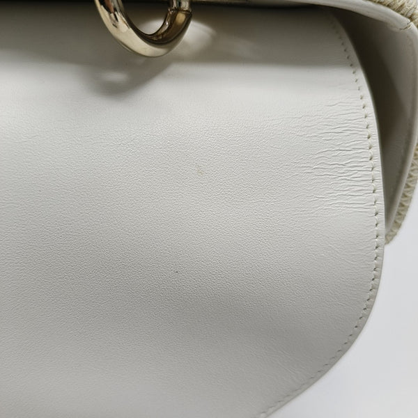 Authenticated pre-owned Lady D-Lite Medium Cannage Fabric White - Shoulder Bag at Looply