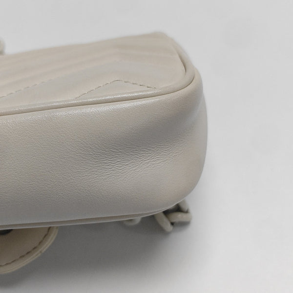 GG Marmont Mini Quilted Calfskin White