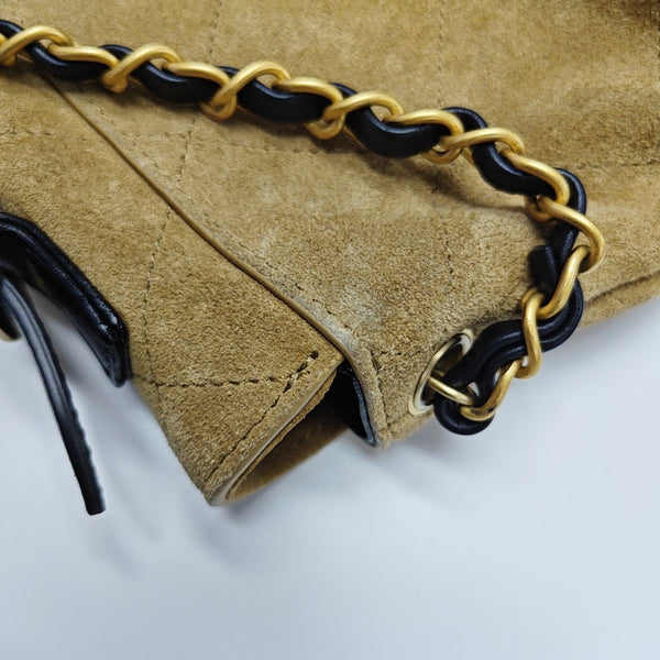 TRENDY CC Large Quilted Suede Beige