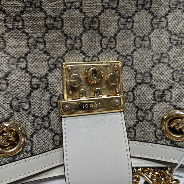 Padlock Small Monogram Coated Canvas Beige