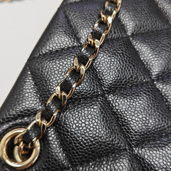 Quilted Grained Calfskin Shoulder Bag Black