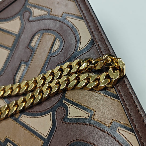 TB Small Quilted Calfskin Brown