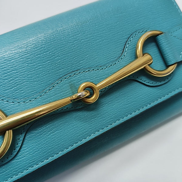 Bright Bit Calfskin Blue Wallet