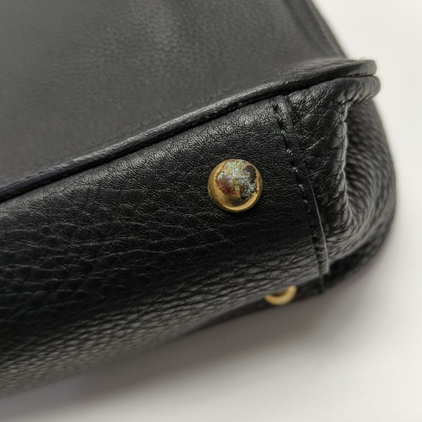 Calfskin Top Handle Bag Black