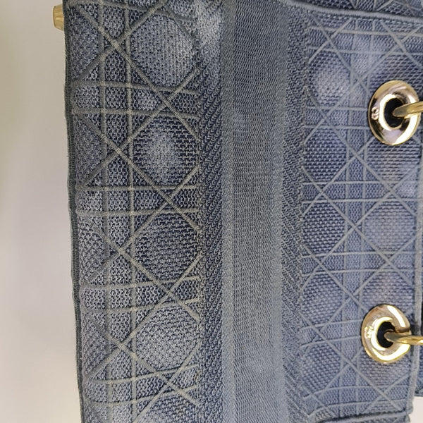 Lady D-Lite Medium Cannage Canvas Blue