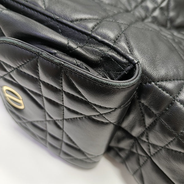 Cannage Lambskin Shoulder Bag Black