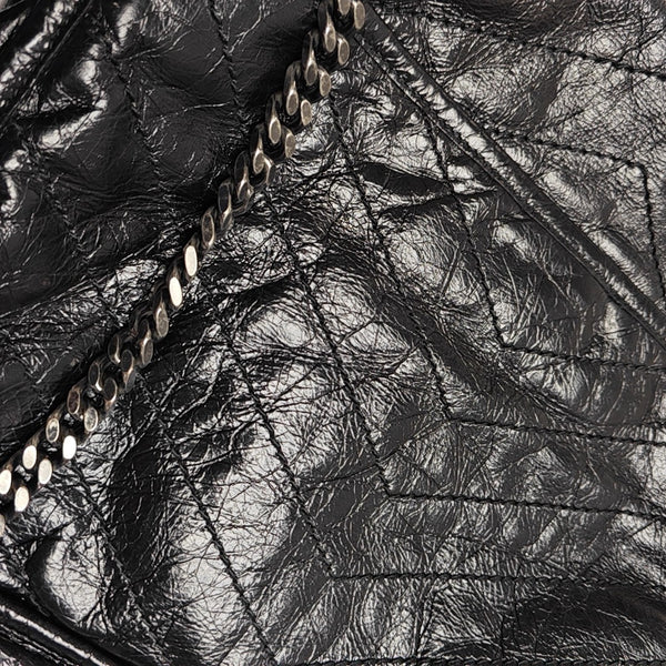 NIKI Large Chevron Calfskin Black