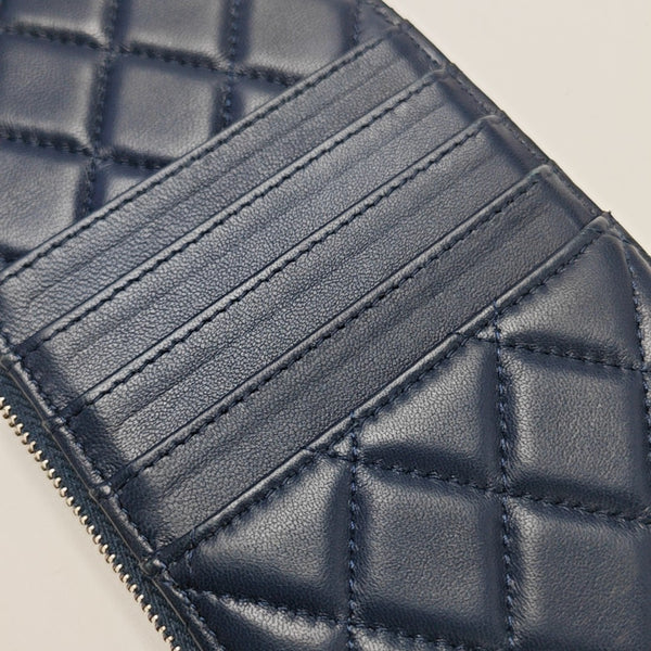 Quilted Lambskin Wallet Blue