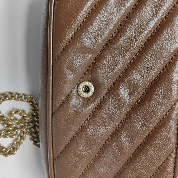 GG Marmont Mini Quilted Calfskin Brown