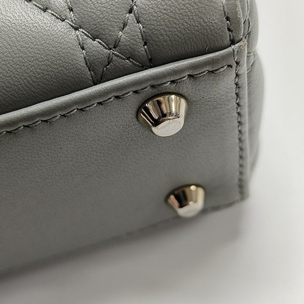 Lady Dior Mini Cannage Lambskin Gray