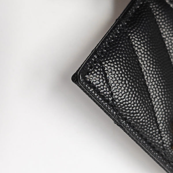 MONOGRAM Chevron Calfskin Black Card Holder