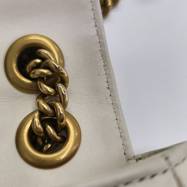 GG Marmont Small Quilted Calfskin White