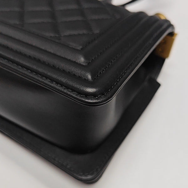 BOY CHANEL Mini Quilted Calfskin Black