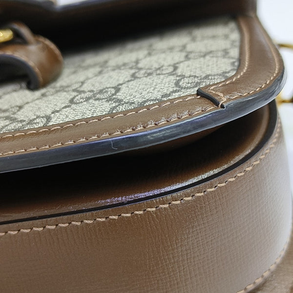 Horsebit 1955 Medium Monogram Coated Canvas Beige