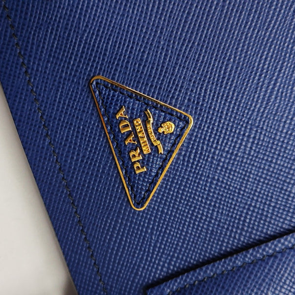 Double Medium Saffiano Calfskin Blue