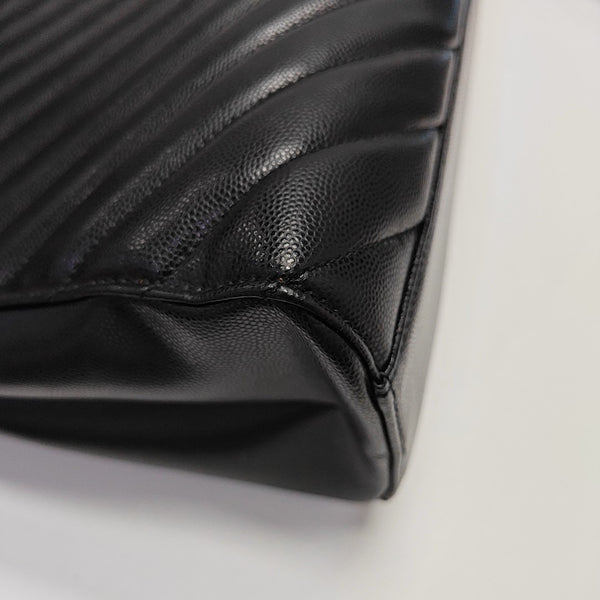 TRIBECA Chevron Calfskin Black