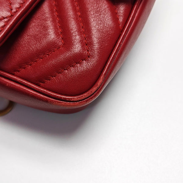 Authenticated pre-owned GG Marmont Mini Quilted Calfskin Red - Shoulder Bag at Looply