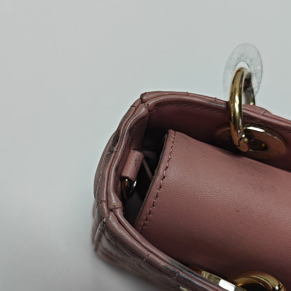 Lady D-Joy Super Mini Cannage Lambskin Pink