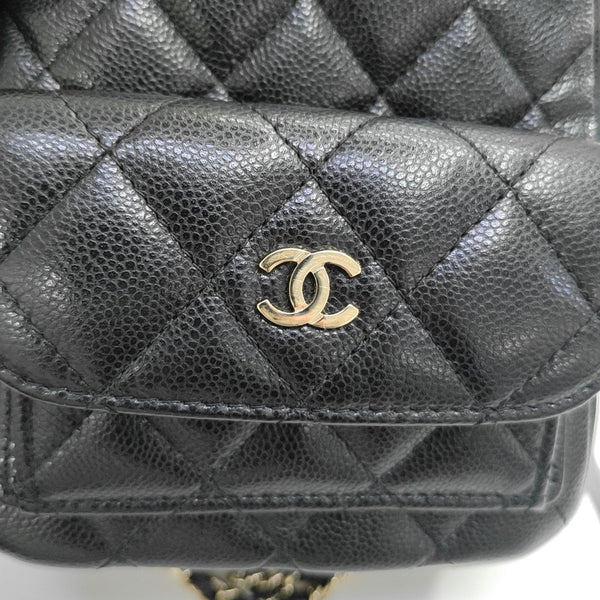 Quilted Grained Calfskin Backpack Mini Black