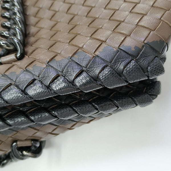 Lambskin Top Handle Bag Brown