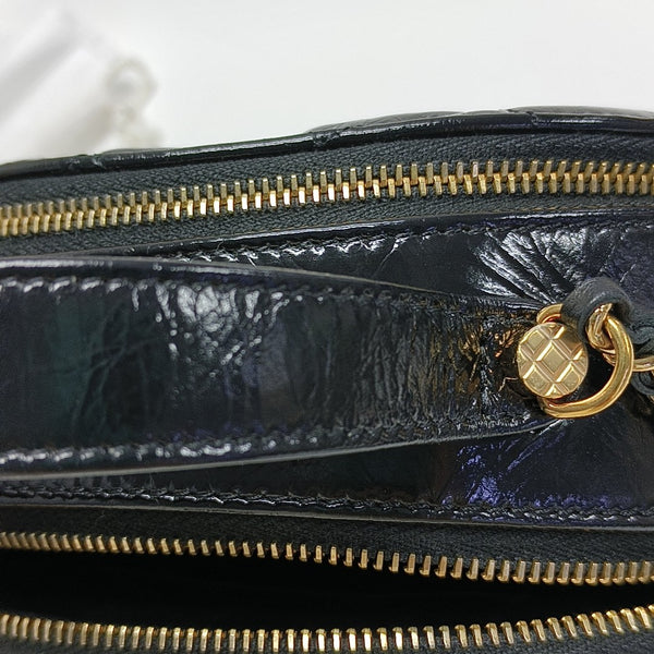 Quilted Patent Leather Shoulder Bag Black