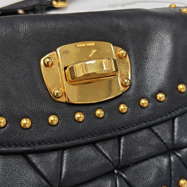 Quilted Lambskin Shoulder Bag Black
