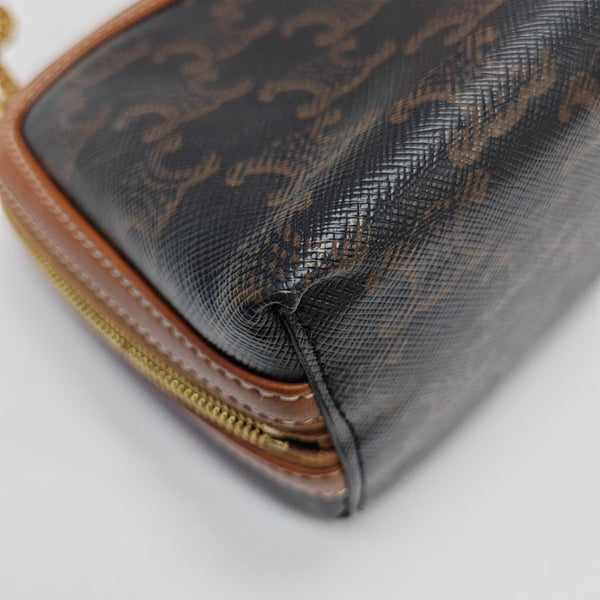 Authenticated pre-owned TRIOMPHE CANVAS Mini Coated Canvas Brown - Shoulder Bag at Looply
