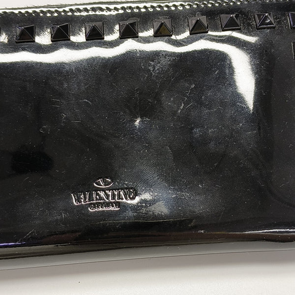 Rockstud Patent Leather Black Wallet