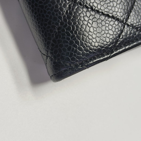 CLASSIC FLAP Mini Quilted Grained Calfskin Black Wallet