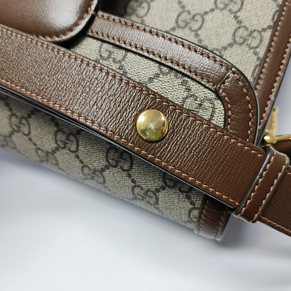 Horsebit 1955 Medium Monogram Coated Canvas Beige