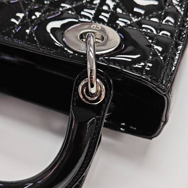 Lady Dior Medium Cannage Patent Leather Black